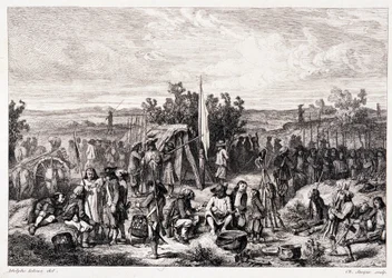 Chouany na biwaku - w „”Ancient and Modern Brittany”” Pitre-Chevalier, red. W. Coquebert