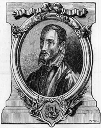 Christophe Plantina. 1514-1589. Drukarz antwerpski pochodzenia francuskiego. Grawerowanie z XIX wieku.