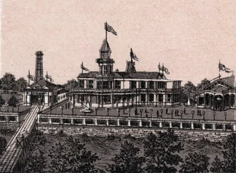 Cincinnati, Stany Zjednoczone: widok na Highland House. w „” Świat ilustruje 168 odsłon”” Niedatowany (koniec XIX wieku)