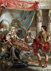 Kleopatra (69-30 pne) Królowa Egiptu. z Markiem Antoine (83-30 pne) Grawerowanie z 1881 r.