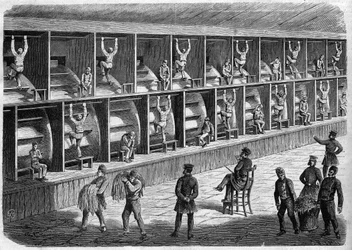 Więzienie Coldbath Fields - Dom Karny w Londynie - bieżnia - Coldbath Fields - Londyn Grawerowanie 1868