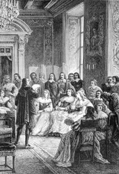 Corneille czytający swoją tragedię Polyeucte w Hotel de Rambouillet - w „Histoire de France od najdalszych czasów do 1789” M. Guizota