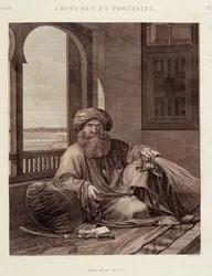 Stroje i portrety: Mourad Bey (1750-1801), dowódca mameluków (Murad Bey, egipski przywódca mameluków (bej)) w „Description de l