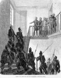 Zamach stanu: aresztowanie deputowanych w ratuszu 10. dzielnicy Paryża w dniu 2 grudnia 1851 r.
