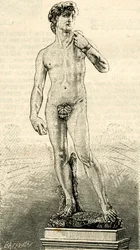 Dawid, dzieło Michała Anioła Buonarrotiego (1475-1564), Piazza della Signoria, Florencja, Toskania, Włochy