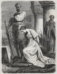 Śmierć Katherine Howard, żony Henryka VIII, rycina, 1864 - Catherine Hovard lub Catherine Howard (Katherine lub Katheryn)