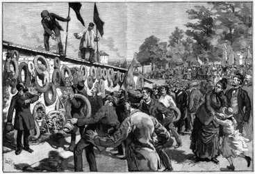 Demonstracja anarchistów w Pere Lachaise przed pogrzebem federacji 27 maja 1888 r.