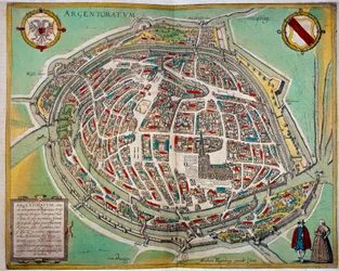 Szczegółowa mapa miasta Strasburga wykonana przez Abrahama Hogenberga (ok. 1608-1653). Rycina XVII-wiecznego Paryża B.N.