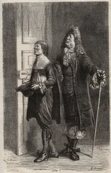 Diafoirus pere et fils - grawerunek do „”The Imaginary Malad”” Jeana Baptiste Poquelin dit Moliere (1622-1673) (The Imaginary Invalid)