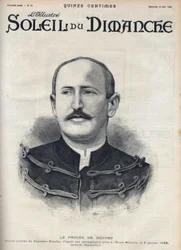 Sprawa Dreyfusa: portret Alfreda Dreyfusa (1859-1935) po jego degradacji podczas procesu w Rennes. Grawerowanie w „”Le sun-du-dimanche”, 13 sierpnia
