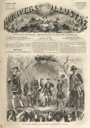 Polowanie cesarza Napoleona III w Fontainebleau - 1861 - Polowanie cesarskie w Fontainebleau w obecności Napoleona III (1808-1873) i Imperatrice Eugenie (1826-1920). Znakomity wszechświat 1861 -