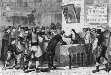 Wydarzenia w Hiszpanii w 1885 r.: publiczna prenumerata Madrytu na zakup niewolników z Kuby i Portoryko.