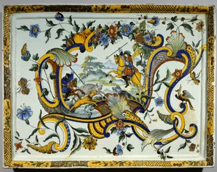 Fajansowa potrawa przedstawiająca scenę polowania na dzika - XVII wiek - Paryż, Musee Du Louvre