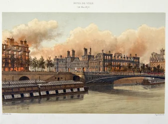 Pożar hotelu de Ville de Paris 24 maja 1871 r. - litografia