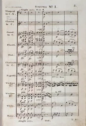 Pierwsza strona nuty do Symfonii nr 1 en C majeur opus 21, autorstwa Ludwiga van Beethovena