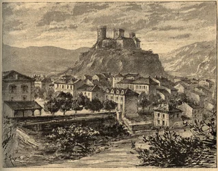 Foix - Ariege - Occitanie - grawer w „” PATRIE” - PECTUREQUIREQUE OPIS FRANCJI W 6 TOMACH LUCIENA HUARDA - koniec XIX wieku