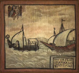Były żeglarz woto (ex voto), popularna propozycja jako rękojmia oddania i wdzięczności żeglarza przeżywającego niebezpieczeństwa morza, pochodzącego z kościoła Carmine, Torre del Greco, niedaleko Neapolu