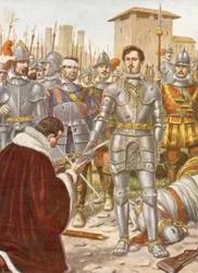 Franciszek I oddający swój miecz Lannoyowi podczas bitwy pod Pavie