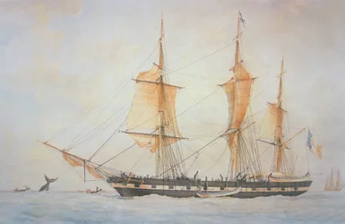 Francuski statek wielorybniczy, c.1845 (kolor lito)