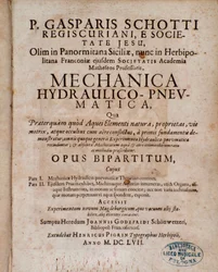 Frontyspis Mechanica Hydraulico Pneumatica autorstwa Gaspara Schott