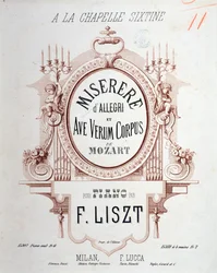 Frontyspis Miserere Allegriego i Ave verum corpus Mozarta w transkrypcji Liszta na fortepian (1865)