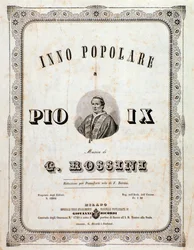Frontyspis partytury Popularny hymn dla Piusa IX autorstwa Gioacchino Rossiniego