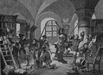 Niemiecka wojna chłopska (1524-1526): Zgiełk rolników w Roggenburgu, Bawaria, Niemcy