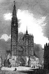 Architektura gotycka: widok na katedrę Notre Dame (Notre Dame) Antwerpia (styl gotycki)