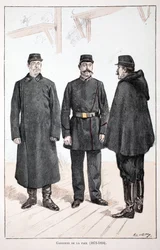 Strażnicy Pokoju (1873-1894). Akwaforta w kolorach, dla ilustracji „Historia korpusu sił pokojowych””” książka wydana pod patronatem Louisa Lepine’a (1846-1933) prefekta policji nad Sekwaną, autorstwa Alfreda Reya (1864-?) i Louisa Ferona