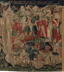 Historia św. Piata i św. Eleuthere, Scena 14: Plaga niszczy miasto Tournai