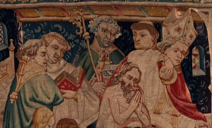 Historia św. Piata i św. Eleutery, Scena 7 Chrześcijańscy wygnańcy, Szczegół. Chrzest.