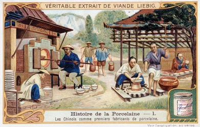 Historia porcelany: Chińczycy jako pierwsi producenci porcelany – chromolitografia Liebiga