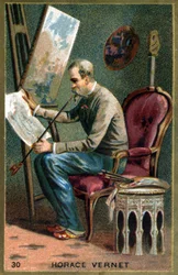 Horace Vernet (1789 - 1863), malarz francuski. XIX-wieczna chromolitografia.
