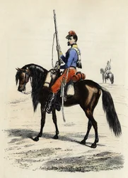 Łowca Afryki na koniu, pułk sformowany w 1831 i obecny w Algierii w 1832, w „L