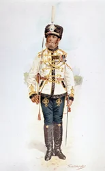 Huzar gwardii rosyjskiej pod Mikołajem II