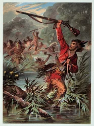 Ilustracja „Pończoch skórzanych” autorstwa F. Cooper