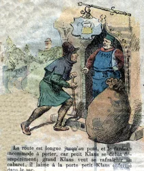 Ilustracja z końca XIX wieku do bajki Hansa Christiana Andersena (1805-1875) „Wielki Mikołaj i Mikołaj” (Klaus).Zbiory prywatne.