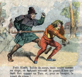 Ilustracja z końca XIX wieku do bajki Hansa Christiana Andersena (1805-1875) „Wielki Mikołaj i Mikołaj” (Klaus).Zbiory prywatne.