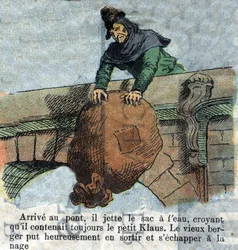 Ilustracja z końca XIX wieku do bajki Hansa Christiana Andersena (1805-1875) „Wielki Mikołaj i Mikołaj” (Klaus).Zbiory prywatne.