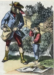 Ilustracja do bajki „Dobra mama owca”. W „Opowieściach z domu dla najmłodszych””. Anonimowy rycina z XIX wieku.