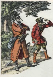 Ilustracja do bajki „Dobra mama owca”. W „Opowieściach z domu dla najmłodszych””. Anonimowy rycina z XIX wieku.