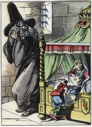 Ilustracja do bajki „Straszny Raminagrobis i myszy”””””””””””””””””””””””””””””””””””””””””””””””””””. W „Opowieściach z domu dla najmłodszych””. Anonimowy rycina z XIX wieku.