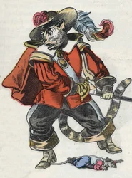 Ilustracja do bajki „Straszny Raminagrobis i myszy”””””””””””””””””””””””””””””””””””””””””””””””””””. W „Opowieściach z domu dla najmłodszych””. Anonimowy rycina z XIX wieku.