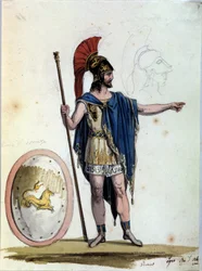 Postać Jasona. Do opery Medee Luigiego Cherubiniego (1760-1842) do przedstawienia w La Scali (Mediolan, Włochy) w latach 1822-1823.