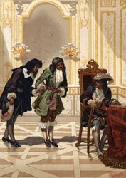 Jean Baptiste (Jean-Baptiste) Colbert (1619-1683) przedstawia Jeana Dominique Cassiniego (1625-1712), francuskiego astronoma. za „La Ciencia y sus Hombres Louisa Figuiera”. Barcelona 1881