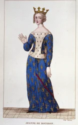 Jeanne de Bourbon (1338-1378). Królowa Francji od 1364 do 1378. Grawerowanie od 1830