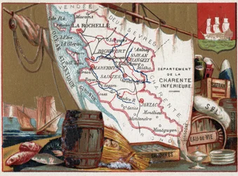 La Charente Inferieure, Poitou Charentes, Francja. Wino, brandy, sardynki, sól, szafran, suszona ryba, ok. 1920 r.