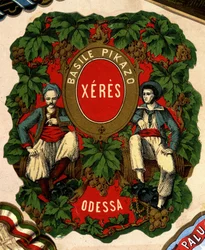 Etykieta „” Basile Pikazo – Jerez – Odessa””, sd. 19 wiek.