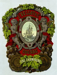 Etykieta „”Bellot Cognac - Fine Champagne””, sd. 19 wiek.