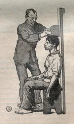 Antropometria sądowa lub bertillonnage, metoda Alphonse Bertillon (1853-1914): pomiar popiersia - Grawerowanie w „La Science francaise””